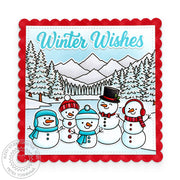 Sunny Studio Stamps Snowmen Snowman Snowy Scene DIY Winter Holiday Christmas Card using Scalloped Square 1 Large Craft Dies