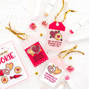 Sunny Studio Pink, Red & White Heart Cookies Handmade DIY Scalloped Gift Tags using Baked With Love 4x6 Clear Craft Stamps