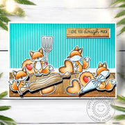 Sunny Studio I Love You Dough Much Fox & Valentine's Day Cookies Card using Foxy Friends & Sprawling Surfaces Clear Stamps