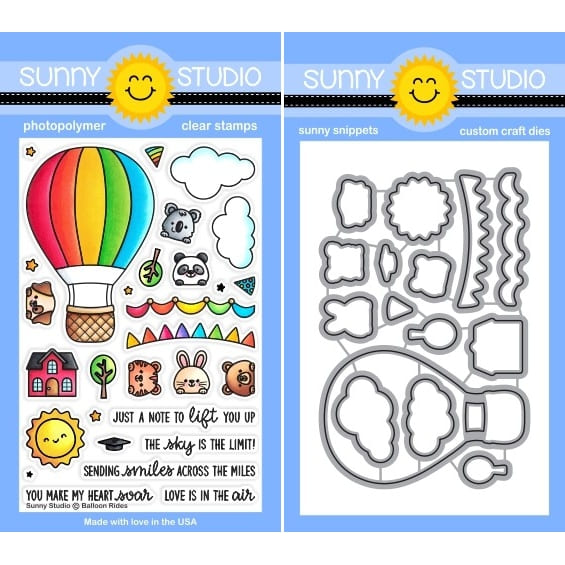 Sunny Studio Balloon Rides Hot Air Balloon Clear Craft Stamps & Metal Cutting Dies Set