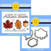 Sunny Studio Beautiful Autumn Fall Leaves & Acorn 2x3 Clear Craft Stamps & Metal Cutting Dies Set