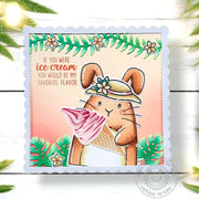 Sunny Studio You're My Favorite Flavor Ice Cream Cone Handmade Summer Card using Big Bunny Clear Photopolymer Craft Stamps