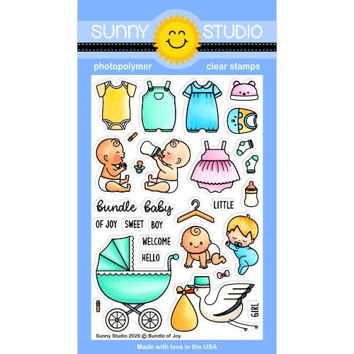 Sunny Studio Stamps Bundle of Joy Baby Girl & Boy 4x6 Clear Craft Stamps SSCL-405