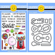 Sunny Studio Candy Shoppe Gumball Machine & Sweet Cotton Candy Clear Craft Stamps & Metal Cutting Dies