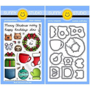 Sunny Studio Christmas Critters Holiday Cat, Dog, Mouse, & Sloth 4x6 Clear Photopolymer Stamps & Metal Cutting Craft Dies