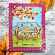 Sunny Studio Stamps Squirrels with Fall Pumpkins & Wagon Handmade Autumn Card using Critter Country 6x6 Patterned Paper Pad