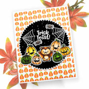 Sunny Studio Stamps Costumed Cat with Pumpkins Trick or Treat Handmade DIY Halloween Card using Critter Country 6x6 Paper Pad
