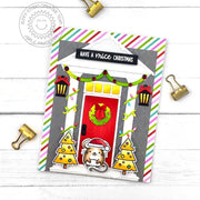 Sunny Studio Stamps Merry Mice Mouse Handmade Christmas Card using Distinctive Door & Holiday Add-on Metal Cutting Craft Dies