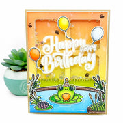 Sunny Studio Stamps Pond Frog on Lily Pad Handmade DIY Shaker Birthday Card using Window Quad Square Metal Cutting Craft Dies
