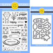 Sunny Studio Froggy Friends Frog & Lily Pad 4x6 Clear Craft Stamps & Metal Cutting Dies Set