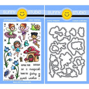 Sunny Studio Garden Fairy Faires Clear Craft Stamps & Metal Cutting Dies Set