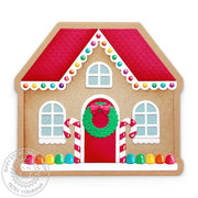Sunny Studio Stamps Rainbow Decorated Holiday House Shaped Christmas Card using Gingerbread House Metal Cutting Craft Dies