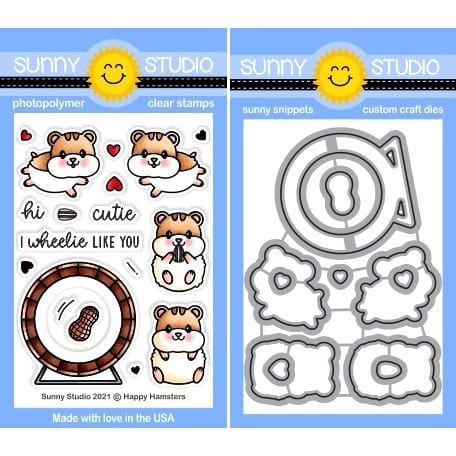 Sunny Studio Happy Hamsters 3x4 Clear Craft Stamps & Metal Cutting Dies Set