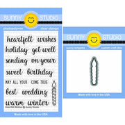 Sunny Studio Heartfelt Wishes Sentiments & Greetings 3x4 Clear Craft Stamps & Candle Metal Cutting Die