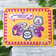 Sunny Studio Just Ringing To Say I Love You Hedgehogs & Hot Pink Telephone Card using Vintage Valentine Clear Craft Stamps