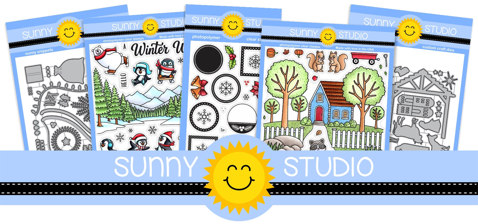 Sunny Studio Holiday Collection New Clear Stamps & Metal Cutting Craft Dies-August 2026 Release