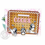 Sunny Studio Stamps You're the Icing to my Cookie Baking Penguins Card using Frilly Frames Polka-Dot Metal Cutting Craft Dies