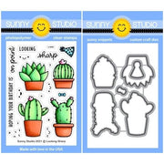 Sunny Studio Looking Sharp Cactus & Succulent 3x4 Clear Stamps & Metal Cutting Craft Dies Set