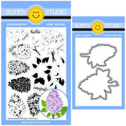 Sunny Studio Lovely Lilacs Spring Floral Layering Layered Clear Photopolymer Stamps & Metal Cutting Craft Dies Set