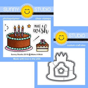 Sunny Studio Make A Wish Birthday Cake 2x3 Clear Craft Stamps & Metal Cutting Dies Set