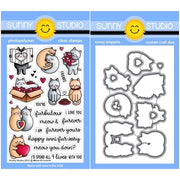 Sunny Studio Stamps Meow & Furever Cat 4x6 Clear Photopolymer Stamps & Metal Cutting Craft Dies for Valentine's Day
