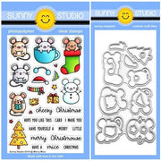 Sunny Studio Stamps Merry Mice Christmas Holiday Mouse 4x6 Photopolymer Clear Stamps & Metal Cutting Craft Dies Set