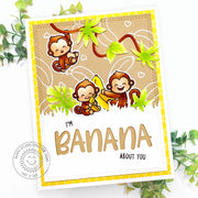 Sunny Studio Stamps I'm Bananas About You Monkeys with Tropical Leaves Summer Card using Jungle Vines Metal Cutting Craft Die