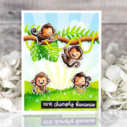 Sunny Studio You're Chimply Bananas Monkeys Hanging From Jungle Vines Handmade Card using Monkey Business Clear Craft Stamps
