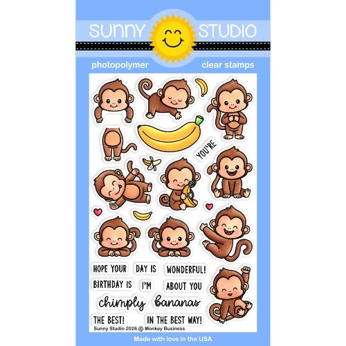 Sunny Studio Stamps Monkey Business Clear Photopolymer 4x6 Stamp Set SSCL-406