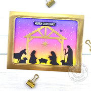 Sunny Studio Stamps Glowing Stable Handmade Religious Christmas Card using Nativity Scene Building Metal Cutting Craft Dies