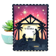Sunny Studio Stamps Light-up Stable Handmade Religious Christmas Card using Nativity Scene Building Metal Cutting Craft Dies