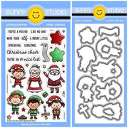 Sunny Studio North Pole Santa Claus, Mrs. Claus, Elves Christmas Holiday Clear Photopolymer Stamps & Metal Cutting Craft Dies