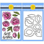 Sunny Studio Stamps Pink Peonies Floral Peony Flowers 4x6 Clear Photopolymer Stamps & Metal Cutting Craft Dies Set