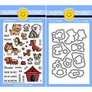 Sunny Studio Puppy Parents Dog & Doghouse 4x6 Clear Craft Stamps & Metal Cutting Dies Set 