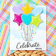 Sunny Studio Celebrate With Style Colorful Star & Heart Balloon Bouquet Card using Bold Balloons Clear Layering Craft Stamps