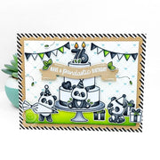 Sunny Studio Panda Birthday Party with 3-Tier Cake & Numbered Candles Handmade DIY Card using Special Day Clear Craft Stamps