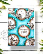 Sunny Studio Stamps Aqua & Brown Circle Squirrel Friends Friendship Card using Zig-Zag Circles Metal Cutting Craft Dies