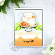 Sunny Studio Peach & Green Floral Wedding Cake Congrats Bridal Card (using Special Day 4x6 Clear Stamps)