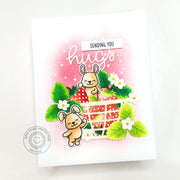 Sunny Studio Stamps Bunnies in Strawberries Basket Sending Hugs Handmade Card using Strawberry Patch Metal Cutting Craft Dies