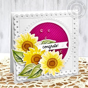 Sunny Studio Sunflowers Scalloped Square Handmade Congrats Card using Sunflower Fields Layering Layered Clear Craft Stamps