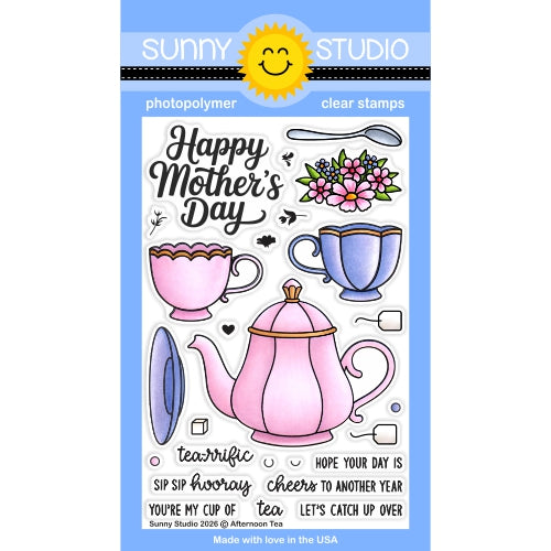 Sunny Studio Stamps Afternoon Tea Teacup & Teapot Clear Photopolymer 4x6 Stamp Set SSCL-403