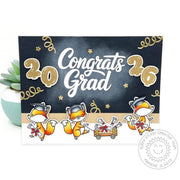 Sunny Studio: "Congrats Grad" Fox with Chalkboard DIY Handmade Graduation Card using Foxy Friends Clear Craft Stamps & Dies
