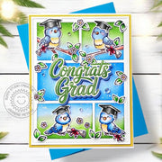 Sunny Studio Congrats Grad Birds on Branches Congratulations Handmade DIY Graduation Card using Love Birds Clear Craft Stamps