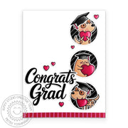 Sunny Studio Congrats Grad Cats & Dogs Red, Black & White Graduation Card using The Graduate Clear Craft Stamps & Metal Dies