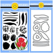 Sunny Studio Stamps Tranquil Tulips Layering Spring Floral Flowers 4x6 Clear Photopolymer Stamp & Metal Cutting Craft Dies Set