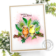 Sunny Studio You're A Rare Bird Cockatoo & Parrot on Branch Handmade Summer Card using Tropical Birds 4x6 Clear Craft Stamps