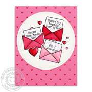 Sunny Studio Mini Love Notes in Envelopes Pink & Red Heart Valentine's Day Card using Vintage Valentine Clear Craft Stamps