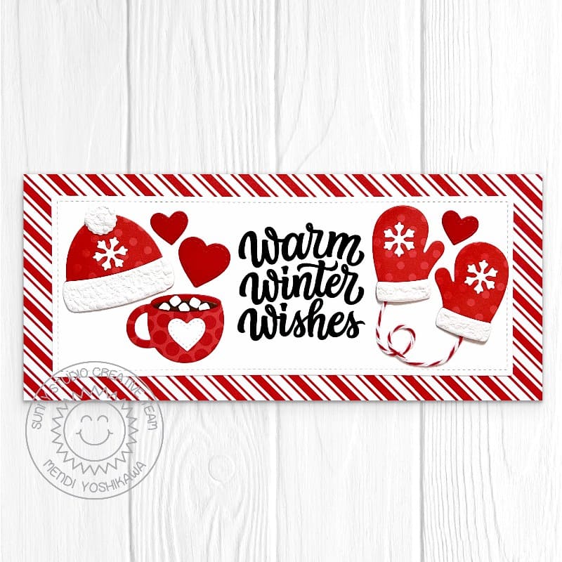 マーク・コート「Sunny Day Smiles 」リトグラフ＋スワロフスキー Sunny Studio Stamps Hats, Mittens, & Mug Warm & Cozy Dies