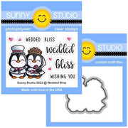 Sunny Studio Wedded Bliss Penguin Wedding Clear Craft Stamps & Metal Cutting Dies Set