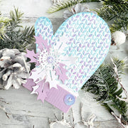 Sunny Studio Stamps Lavender Cable Knit Mitten Shaped Winter Holiday Christmas Card using Woolen Mitten Metal Cutting Dies
